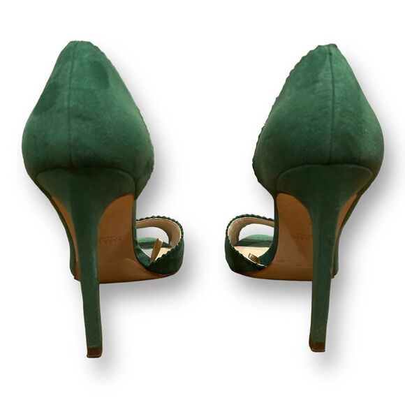 Zara Green D’Orsay Suede Open Peep Toe Pumps - Picture 7 of 14